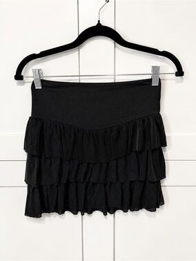 Forever 21 Black Tiered Ruffle Mini Skirt
